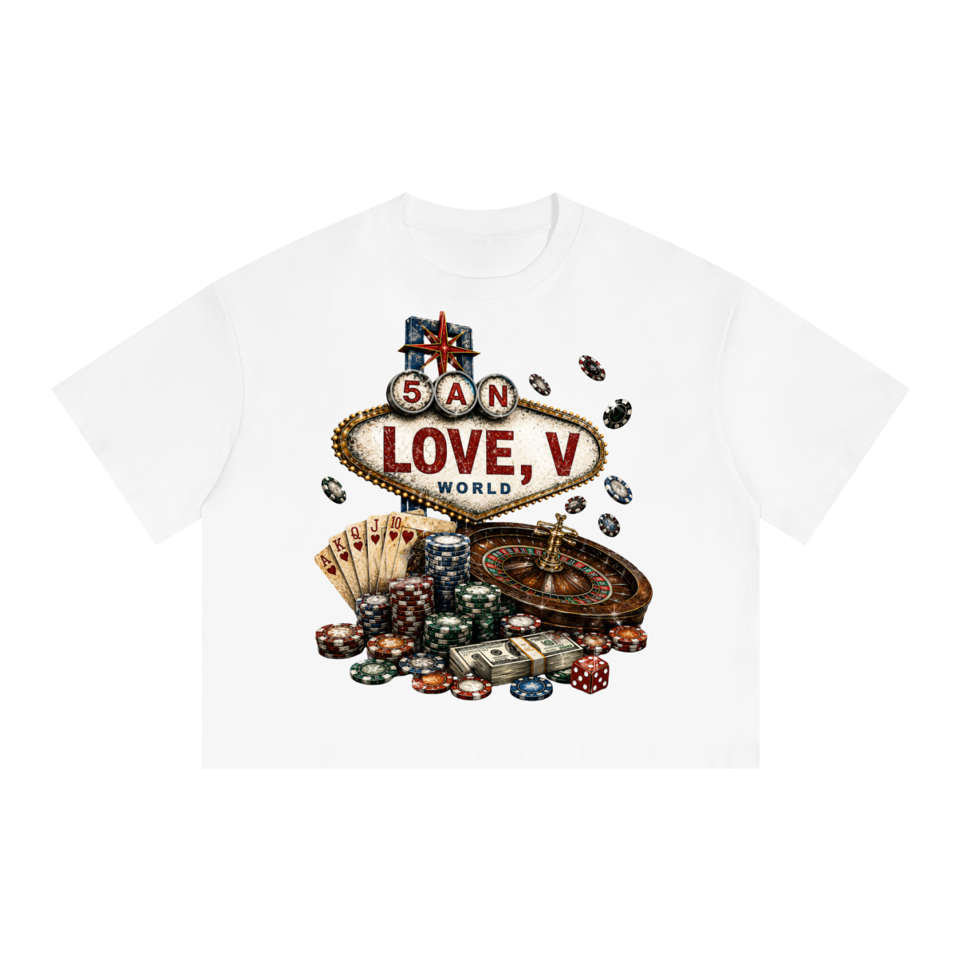 LOVE CASINO - Unisex Boxy Drop Shoulder Crop T-Shirt