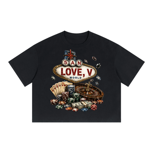 LOVE CASINO - Unisex Boxy Drop Shoulder Crop T-Shirt